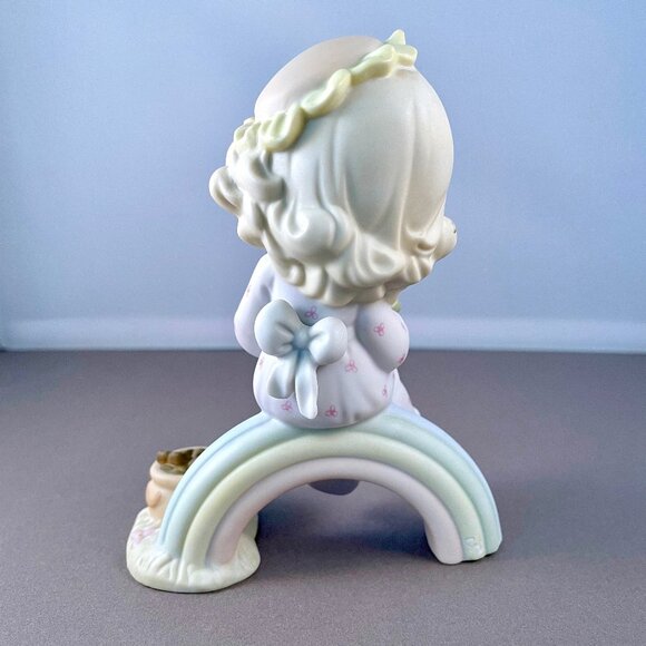 Precious Moments Dreams Really Do Come True Rainbow Girl Gold Pot Statue 128309 - Picture 10 of 15